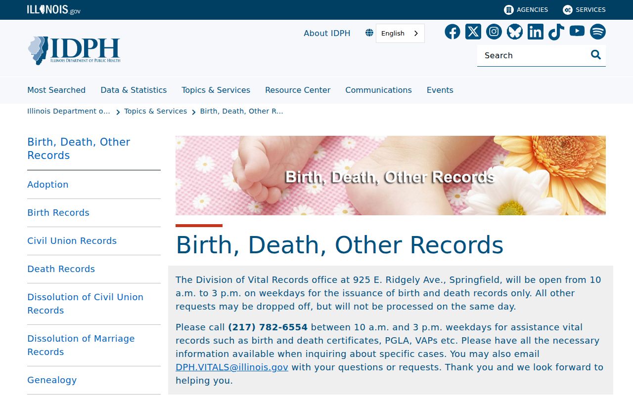 Illinois vital records information for North Chicago family research