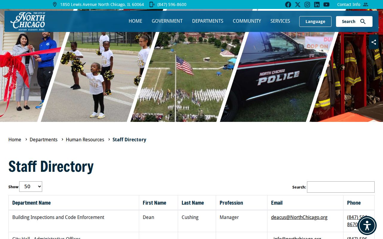 Official City of North Chicago staff directory