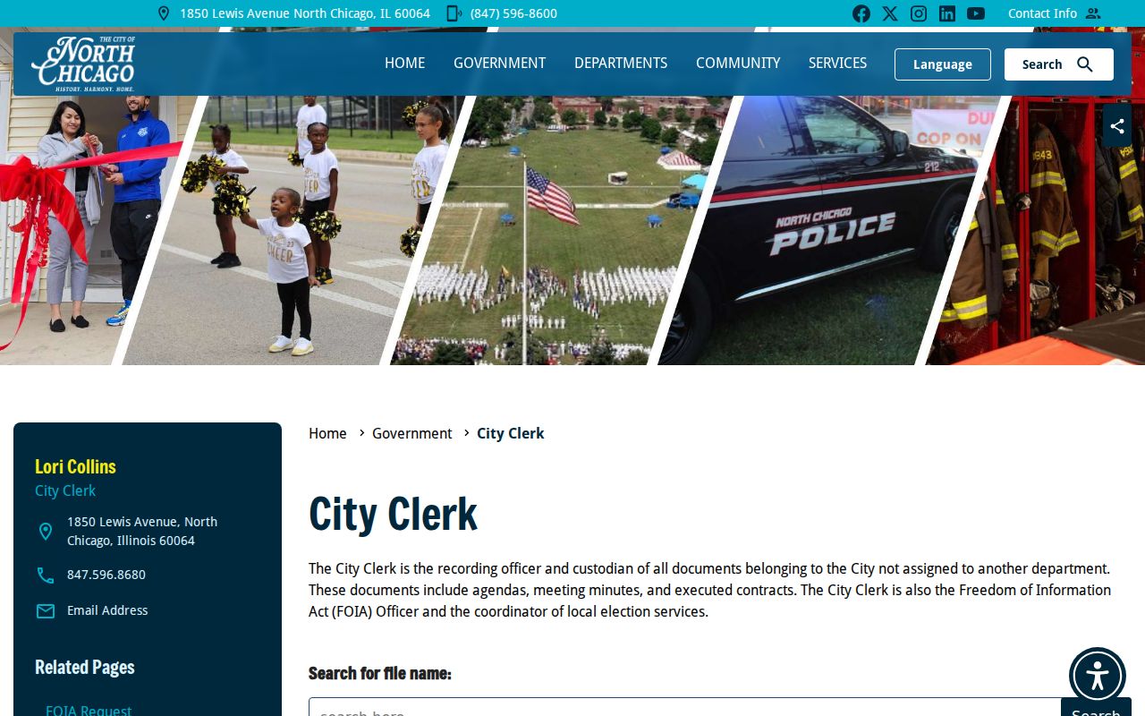 North Chicago City Clerk records and Document Center page