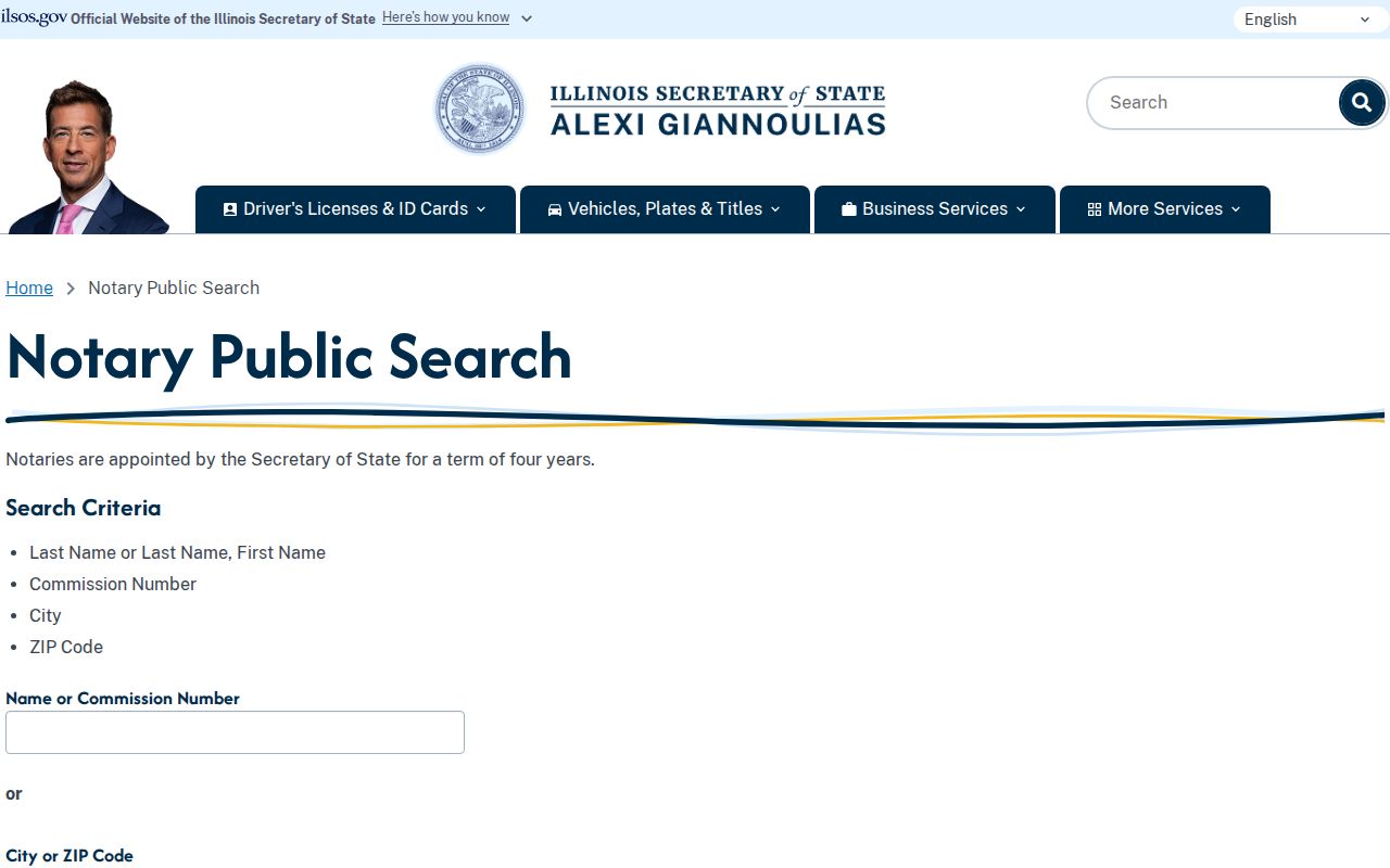 North Chicago resident lookup using the Illinois notary name and ZIP form