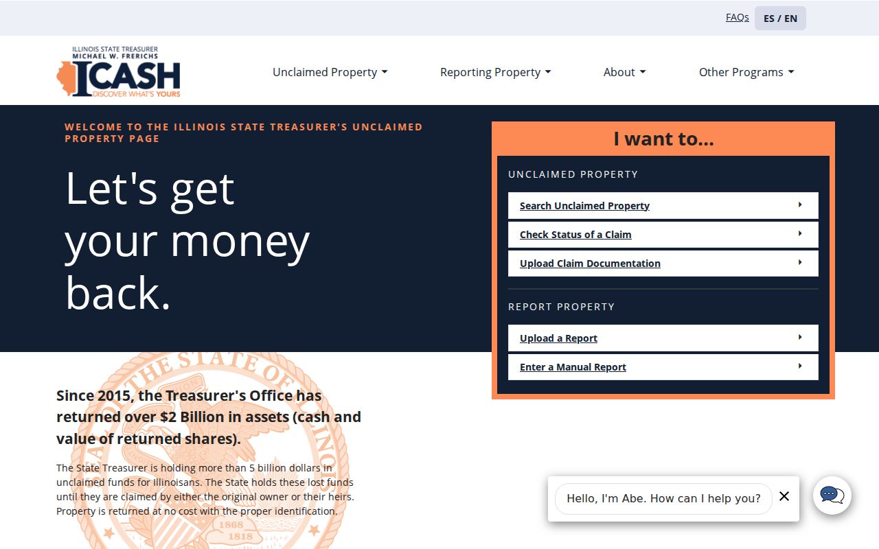 North Chicago resident lookup through the Illinois I-Cash search
